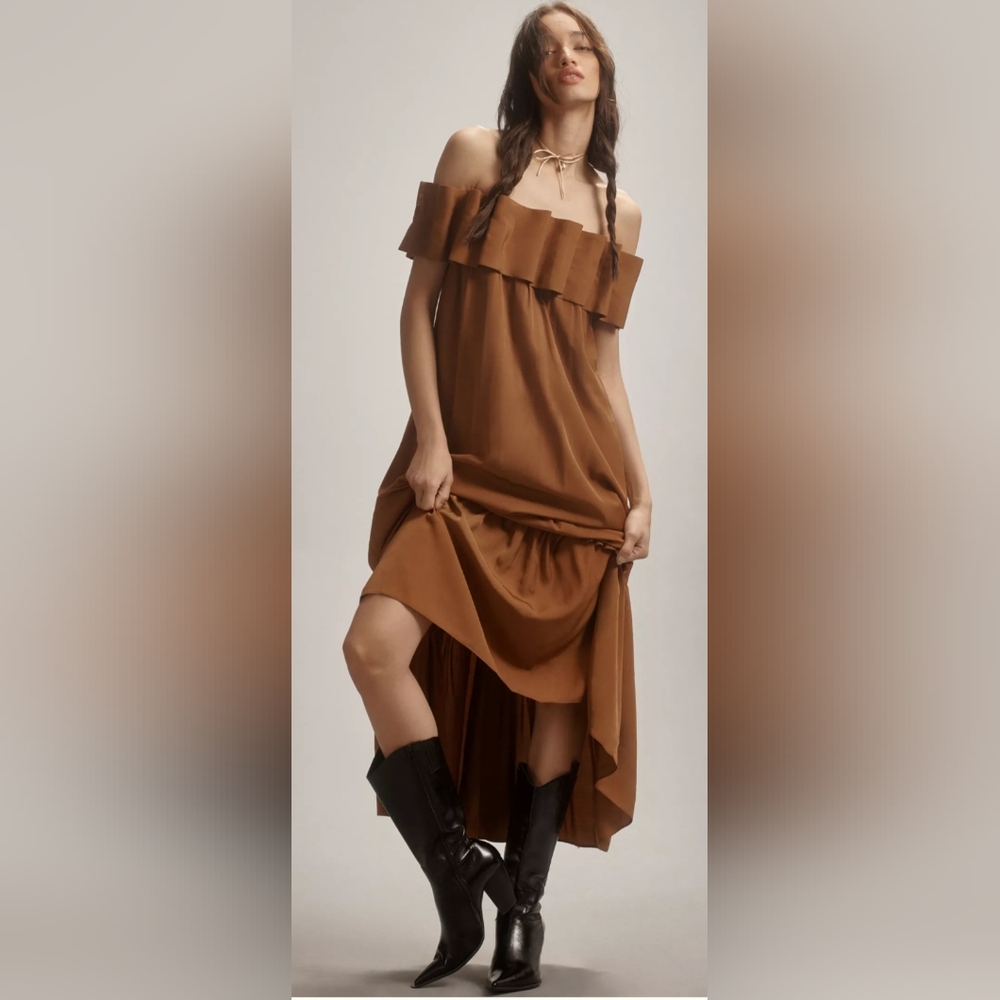 Mare Mare Off-The-Shoulder 3D Ruffled Midi Dress - Anthropologie